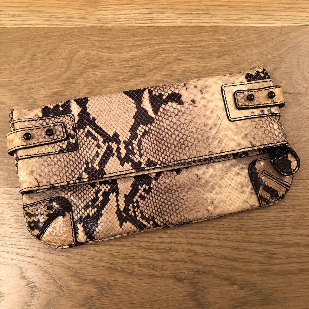 Club Monaco Snakeskin Print Folded Clutch